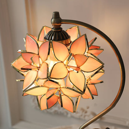 LumiSera Pink Capiz Table Lamp Handcrafted Glass And Metal