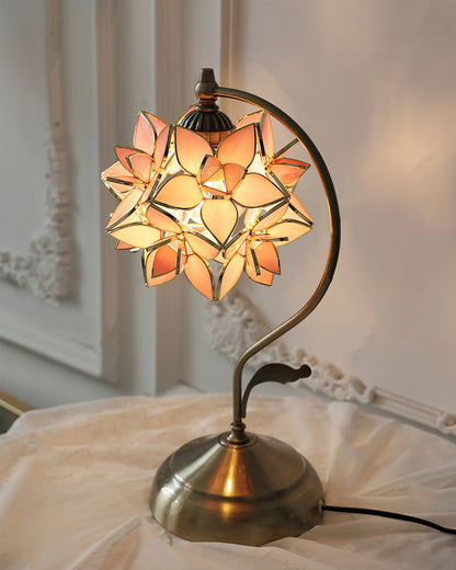 LumiSera Pink Capiz Table Lamp Handcrafted Glass And Metal