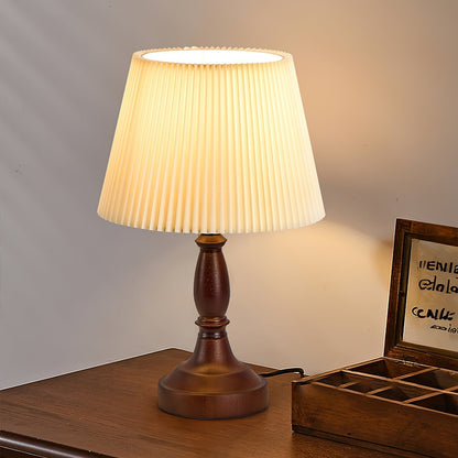 AuroraWood | Walnut Base Desk Lamp With Fabric Shade