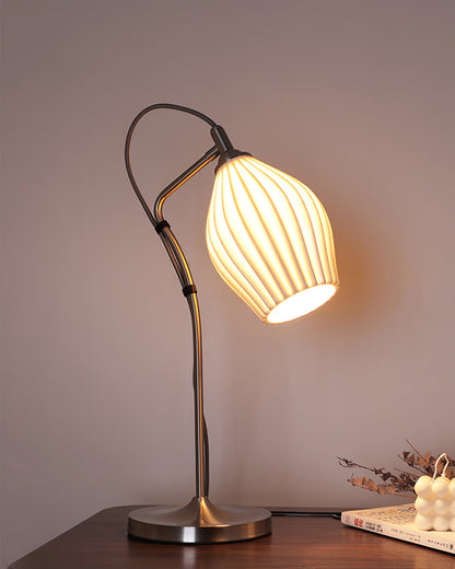 Arielle | Elegant Ceramic Table Lamp With Ribbed Shade