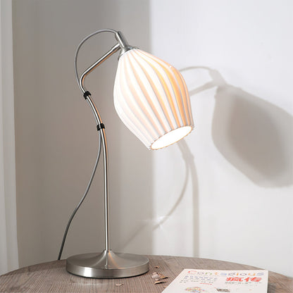 Arielle | Elegant Ceramic Table Lamp With Ribbed Shade
