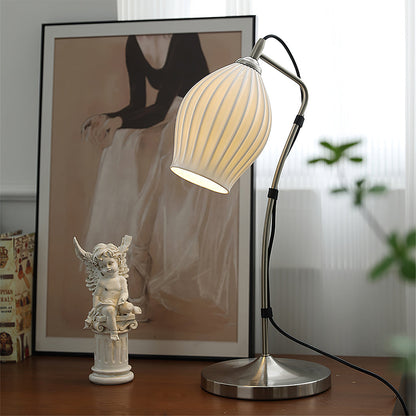 Arielle | Elegant Ceramic Table Lamp With Ribbed Shade