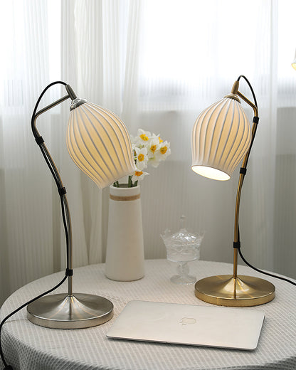 Arielle | Elegant Ceramic Table Lamp With Ribbed Shade