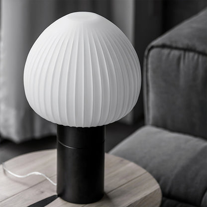Aurelle Table Lamp With Black Marble Base And Frosted Glass
