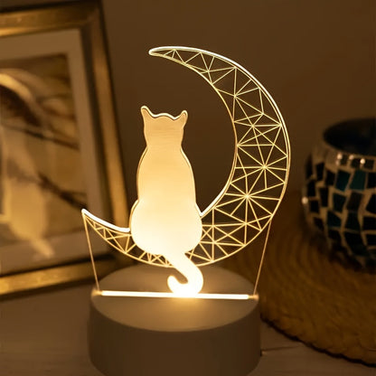 SeleneKitty 3D Moon Cat Night Lamp Table Ambient Light