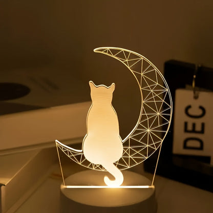 SeleneKitty 3D Moon Cat Night Lamp Table Ambient Light