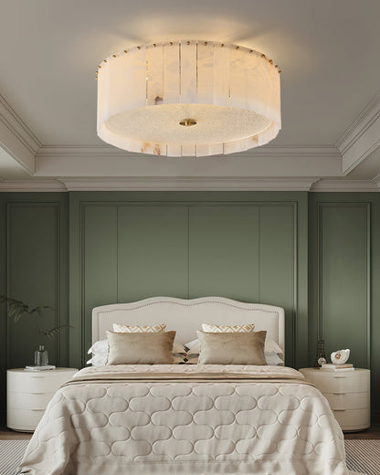 LumaAlba | Ceiling Lamp With Alabaster Panels and Brass
