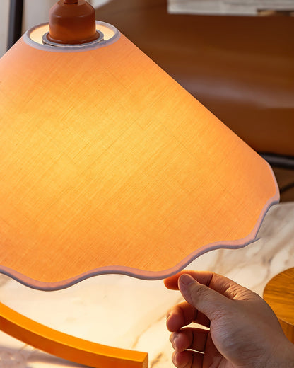 Aurelle Curved Green Frame Table Lamp With Scalloped Shade