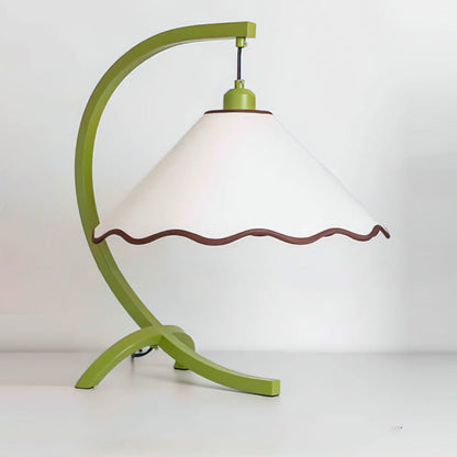 Aurelle Curved Green Frame Table Lamp With Scalloped Shade
