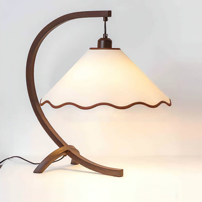 Aurelle Curved Green Frame Table Lamp With Scalloped Shade