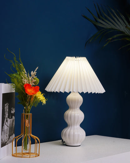 Aurelle | Pleated Ceramic Table Lamp, Mid-Century Glow