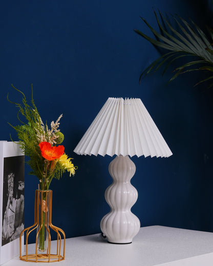 Aurelle | Pleated Ceramic Table Lamp, Mid-Century Glow