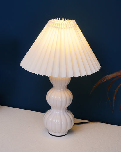 Aurelle | Pleated Ceramic Table Lamp, Mid-Century Glow