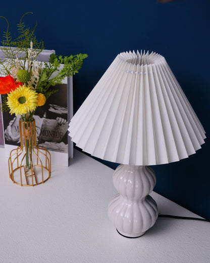 Aurelle | Pleated Ceramic Table Lamp, Mid-Century Glow