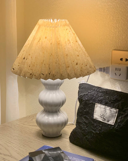 Aurelle | Pleated Ceramic Table Lamp, Mid-Century Glow