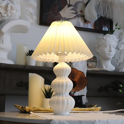Aurelle | Pleated Ceramic Table Lamp, Mid-Century Glow