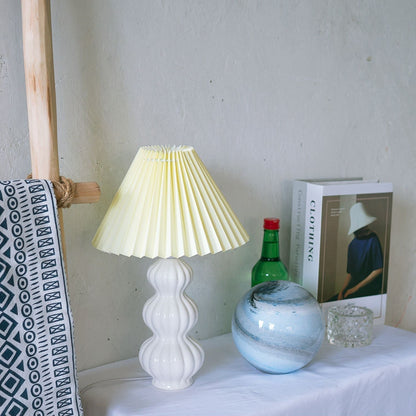 Aurelle | Pleated Ceramic Table Lamp, Mid-Century Glow