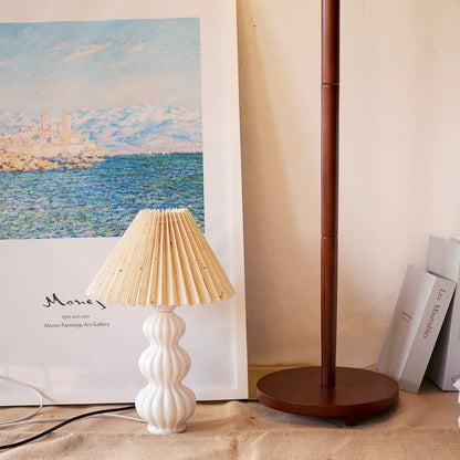 Aurelle | Pleated Ceramic Table Lamp, Mid-Century Glow