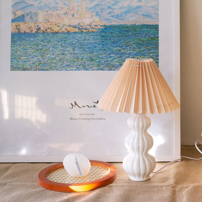 Aurelle | Pleated Ceramic Table Lamp, Mid-Century Glow