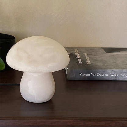 AuroraMoss Mushroom Alabaster Table Lamp With Warm Glow