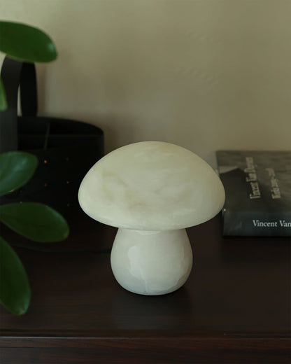 AuroraMoss Mushroom Alabaster Table Lamp With Warm Glow