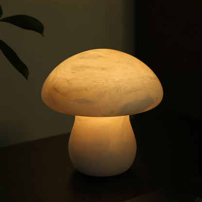 AuroraMoss Mushroom Alabaster Table Lamp With Warm Glow