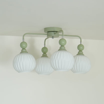 Verelle Ceiling Lamp With Ribbed Glass Shades And Warm Glow