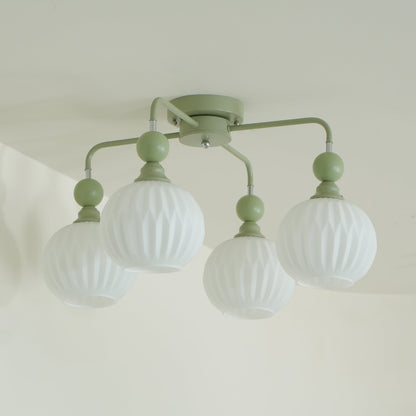 Verelle Ceiling Lamp With Ribbed Glass Shades And Warm Glow