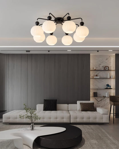 Verelle Ceiling Lamp With Ribbed Glass Shades And Warm Glow