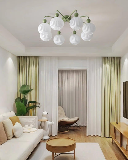 Verelle Ceiling Lamp With Ribbed Glass Shades And Warm Glow