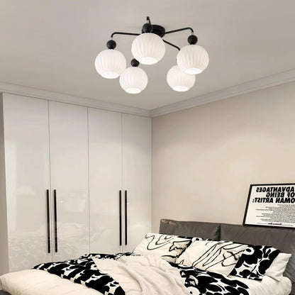 Verelle Ceiling Lamp With Ribbed Glass Shades And Warm Glow