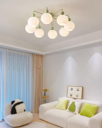 Verelle Ceiling Lamp With Ribbed Glass Shades And Warm Glow