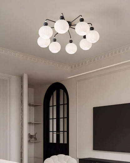 Verelle Ceiling Lamp With Ribbed Glass Shades And Warm Glow