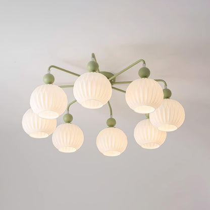 Verelle Ceiling Lamp With Ribbed Glass Shades And Warm Glow