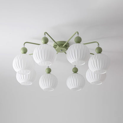 Verelle Ceiling Lamp With Ribbed Glass Shades And Warm Glow