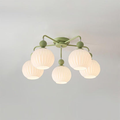 Verelle Ceiling Lamp With Ribbed Glass Shades And Warm Glow