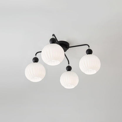 Verelle Ceiling Lamp With Ribbed Glass Shades And Warm Glow