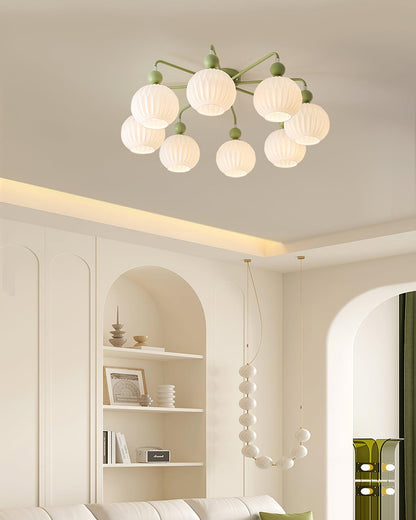 Verelle Ceiling Lamp With Ribbed Glass Shades And Warm Glow