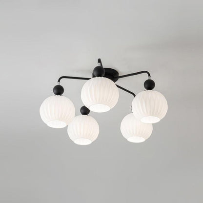 Verelle Ceiling Lamp With Ribbed Glass Shades And Warm Glow