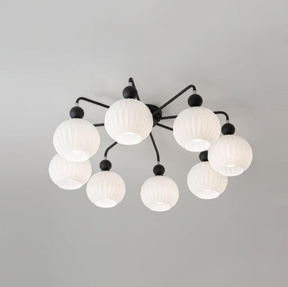 Verelle Ceiling Lamp With Ribbed Glass Shades And Warm Glow