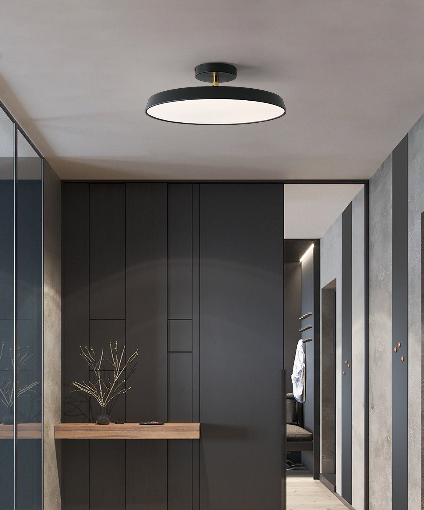 Lumenora | Round LED Ceiling Light In Brass And Navy Finish
