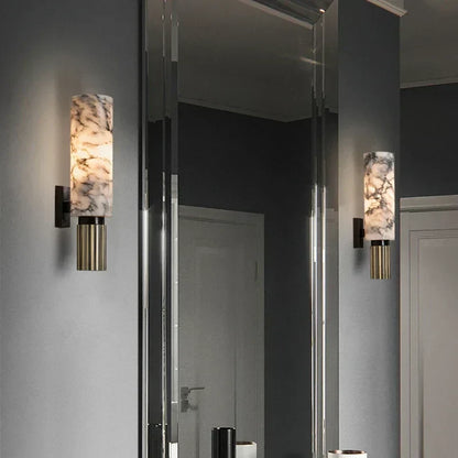 Lumora Marble Wall Lamp With Copper Accents For Home