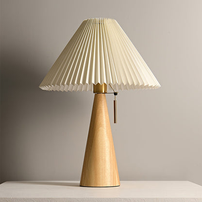 MarlowGlow | Elegant Wood & Metal Table Lamp, Beige Finish