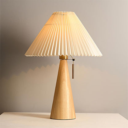 MarlowGlow | Elegant Wood & Metal Table Lamp, Beige Finish