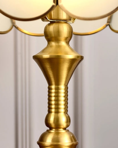 Alvora Classic Brass and Glass Table Lamp, White Finish