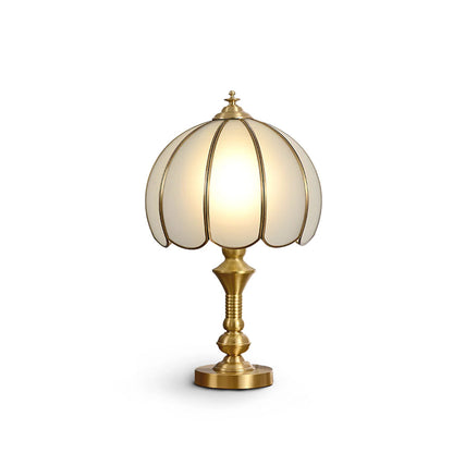 Alvora Classic Brass and Glass Table Lamp, White Finish