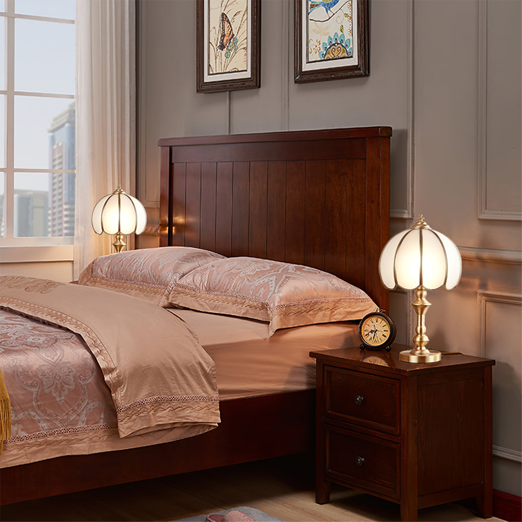 Alvora Classic Brass and Glass Table Lamp, White Finish