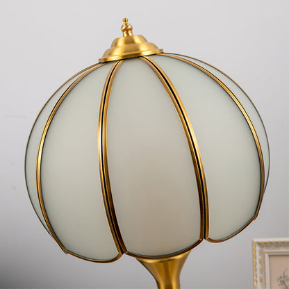 Alvora Classic Brass and Glass Table Lamp, White Finish