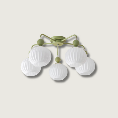 Verelle Ceiling Lamp With Ribbed Glass Shades And Warm Glow