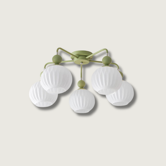 Verelle Ceiling Lamp With Ribbed Glass Shades And Warm Glow